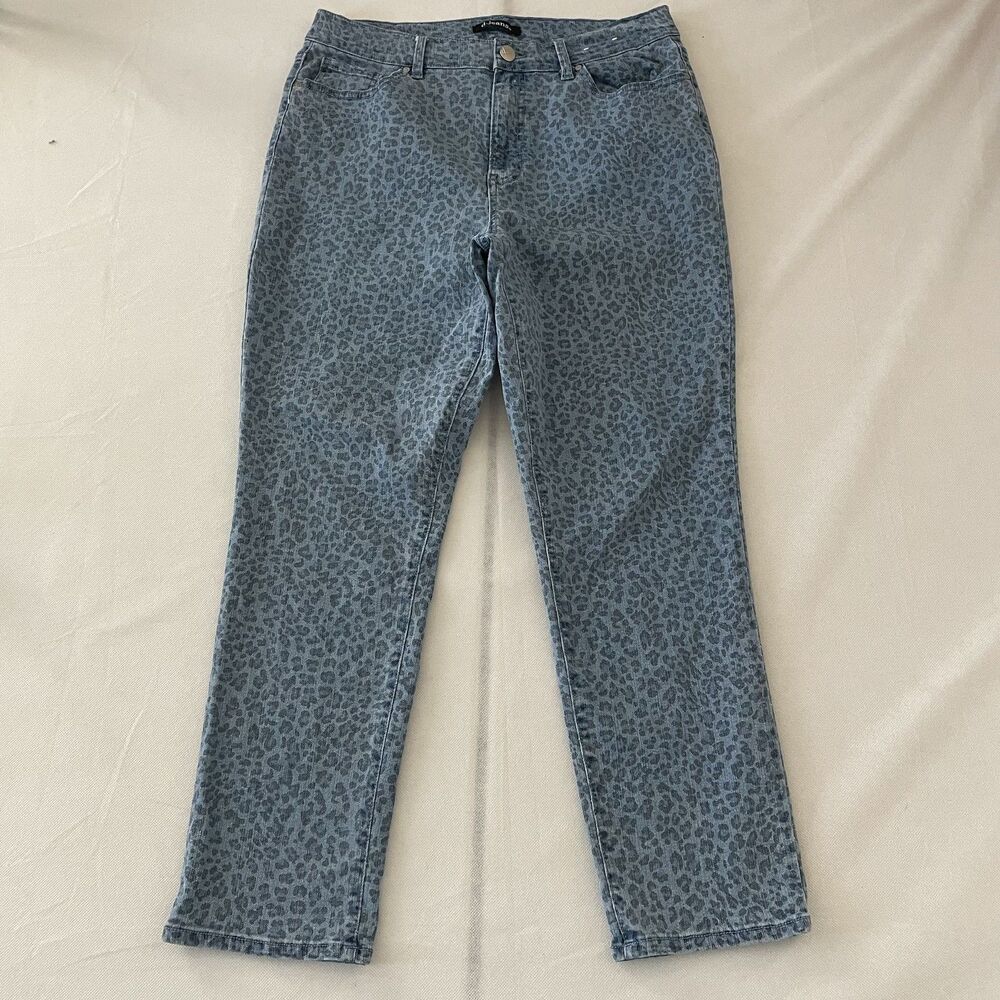 d.jeans Women's Straight Leg Leopard Print Blue Jeans Size 14